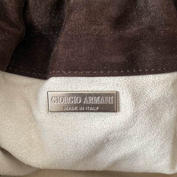 Giorgio Armani Suede Shoulder Bag Purse Chocolate Brown - Picture 6 of 9